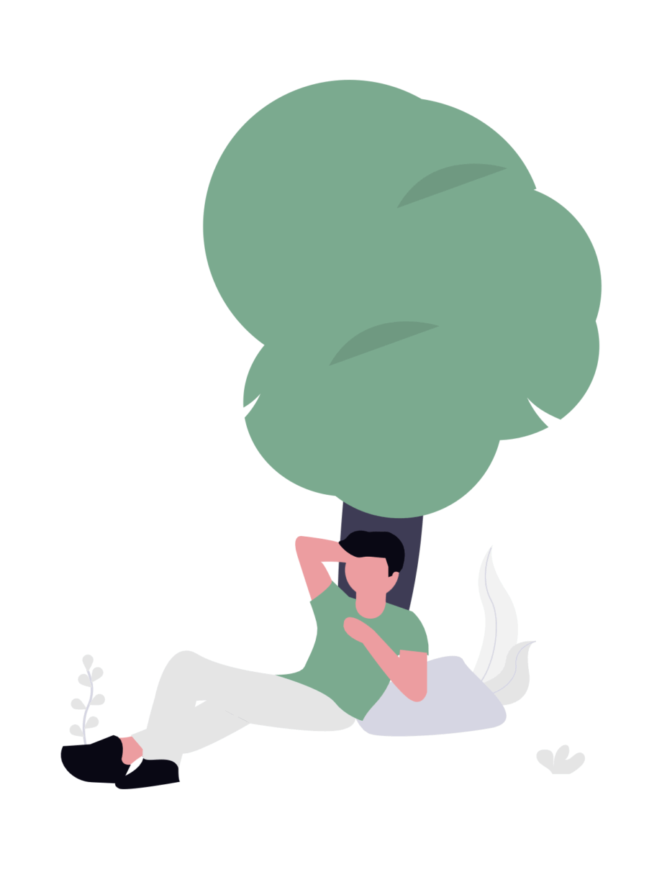 Illustrazione stilizzata di relax nel giardino per casa vacanze La Casa del Mugnaio a Rotonda